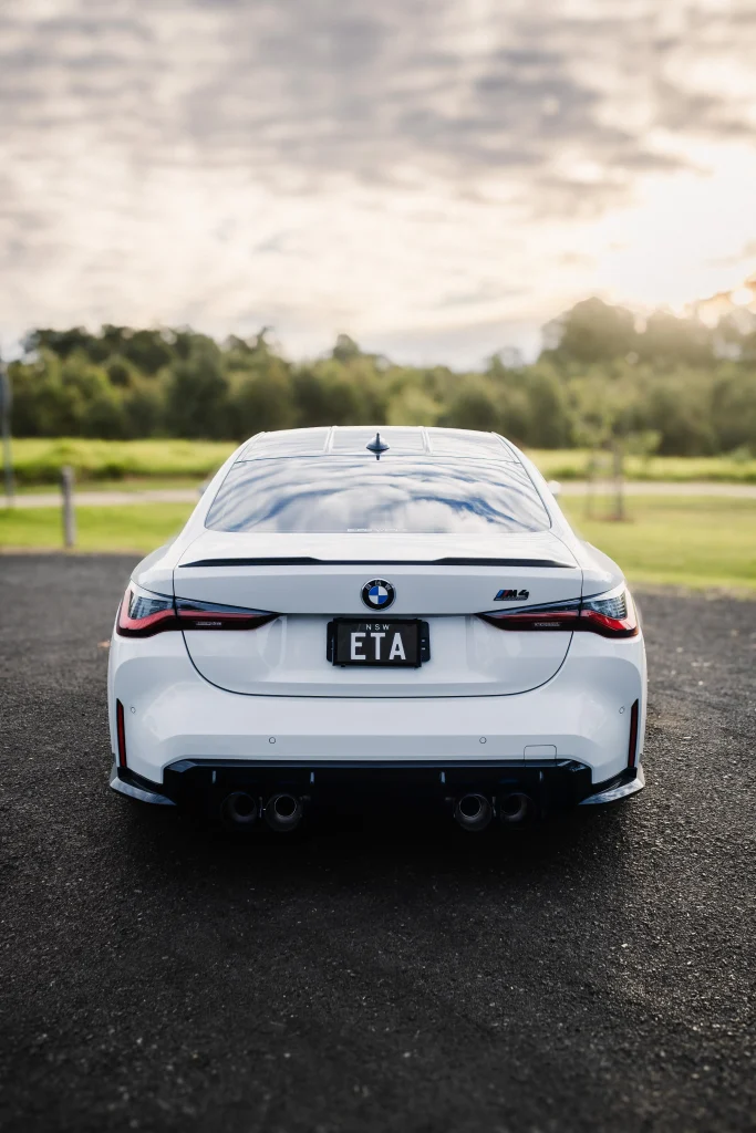 BMW G82 M4 Competition on E85 with WERKE Forward Facing Air Intakes and hybrid turbo S58 performance upgrades.