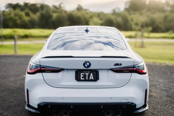 BMW G82 M4 Competition on E85 with WERKE Forward Facing Air Intakes and hybrid turbo S58 performance upgrades.