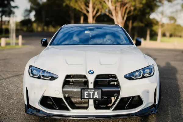 BMW G82 M4 Competition on E85 with WERKE Forward Facing Air Intakes and hybrid turbo S58 performance upgrades.