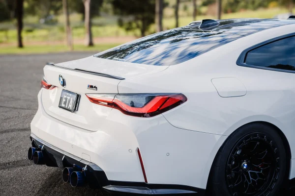 Rear-wheel-drive BMW G82 M4 Competition producing 639RWKW with custom TUNE+ Flex Fuel calibration and WERKE performance parts.