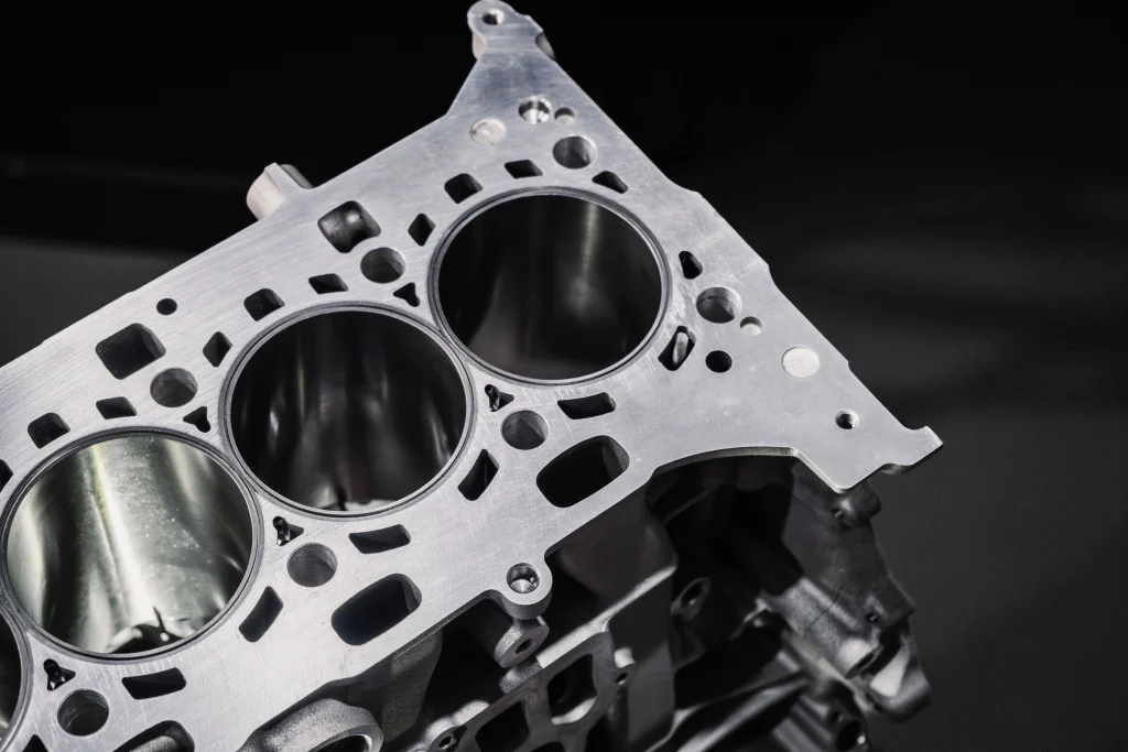 5150 AutoSport stroker crankshaft installed in BMW S58 engine block for Grimace 3.4L build
